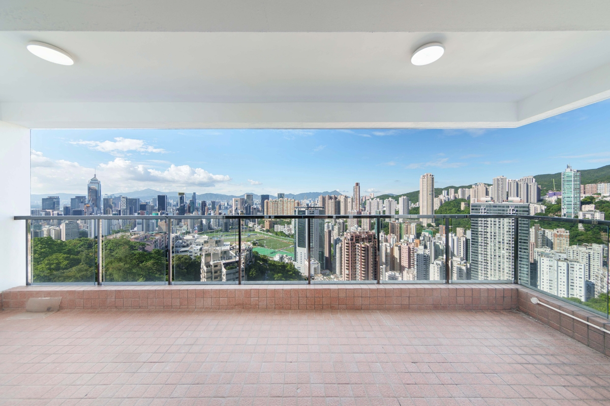 Evergreen Villa 松柏新邨 | Balcony off Living and Dining Room