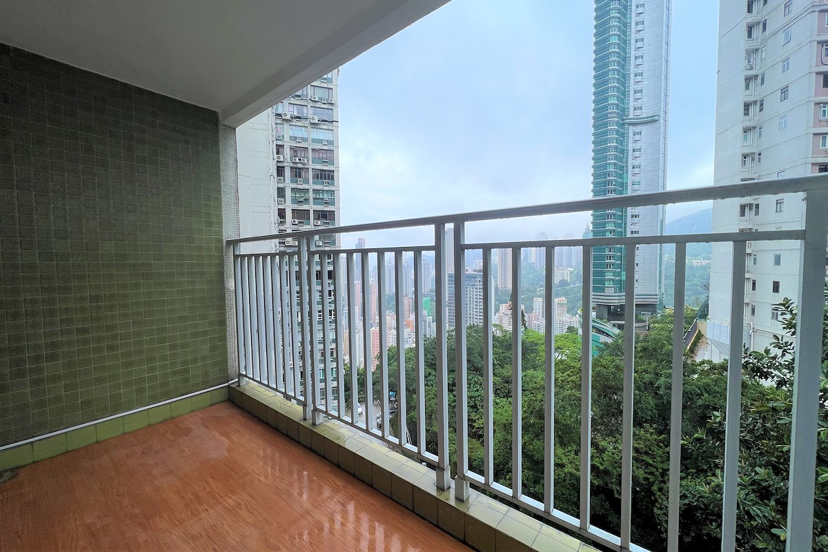 Evergreen Villa 松柏新邨 | Balcony off Living and Dining Room